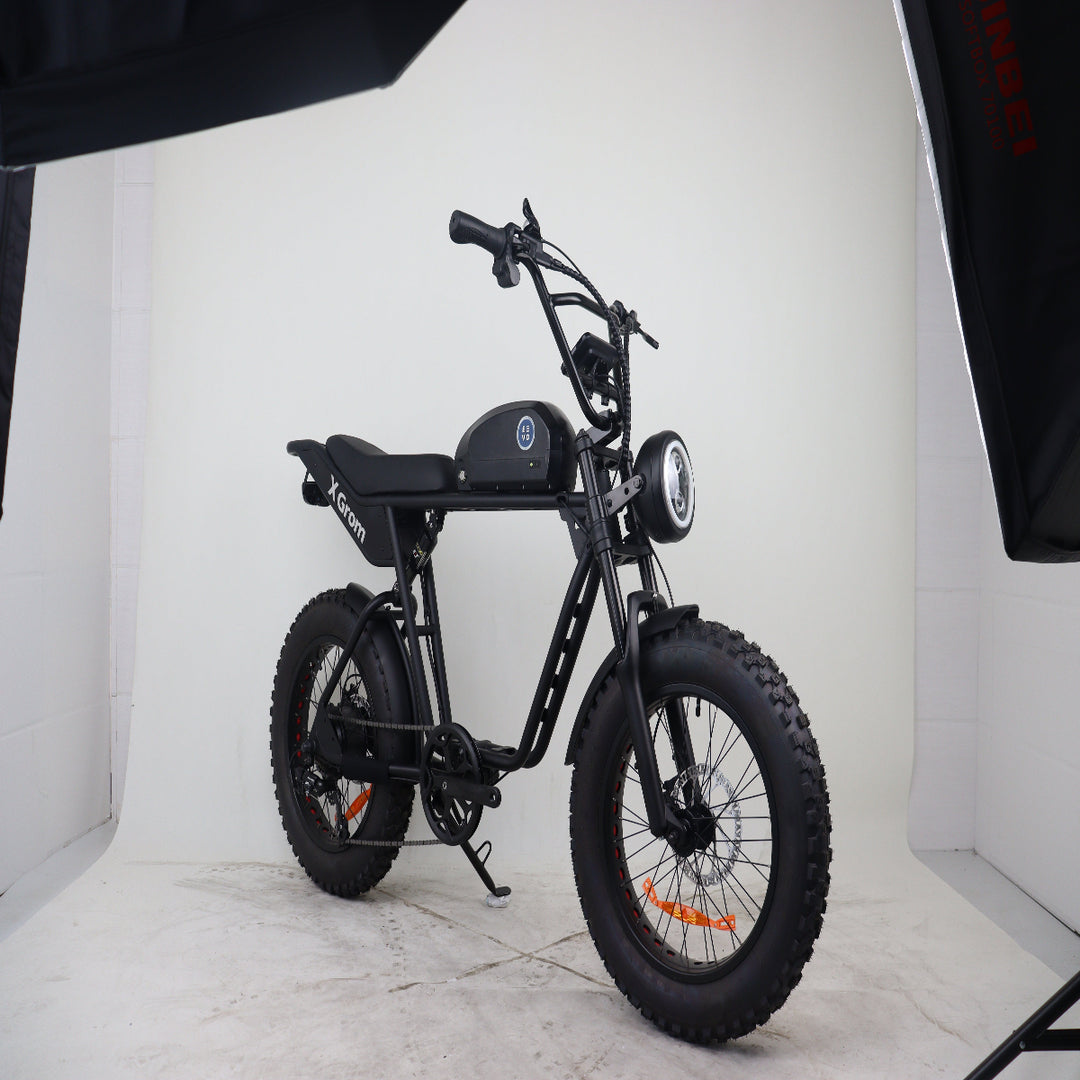 Black electric bike on a white background