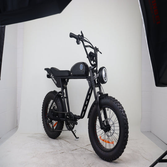 Black electric bike on a white background