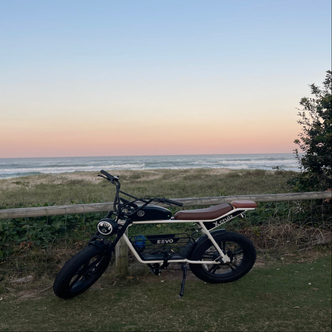E-bike with sunset view and passenger seat 