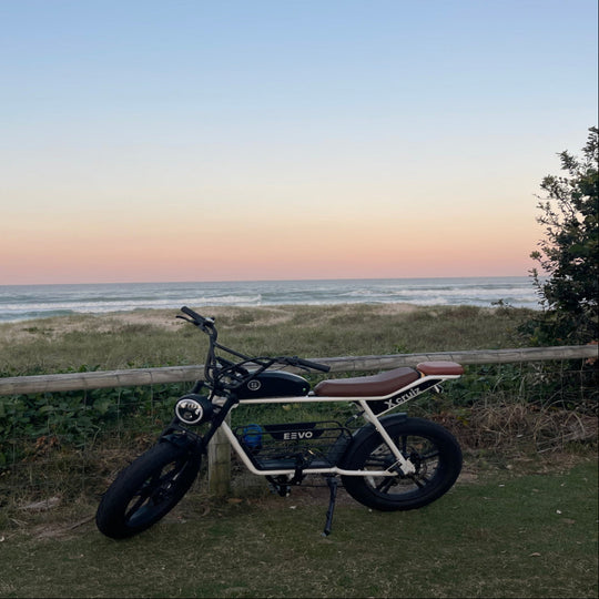 E-bike with sunset view and passenger seat 