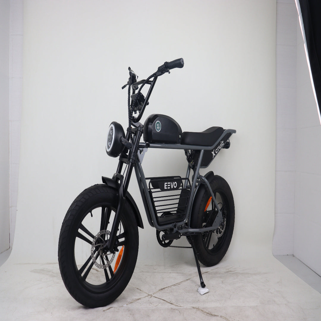 Grey electric bike on a white background